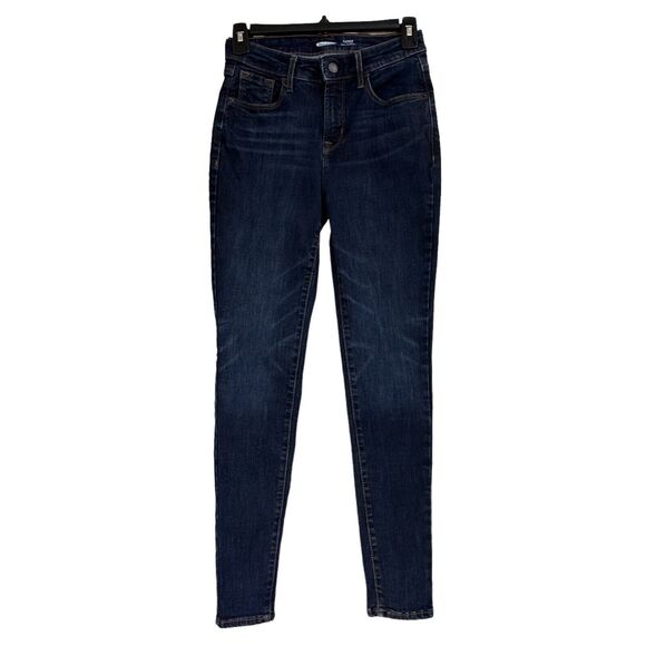 Old Navy SZ 2P Rockstar Super Skinny Jeans High-Rise Stretch Zip-Fly Dark Wash - Picture 1 of 9